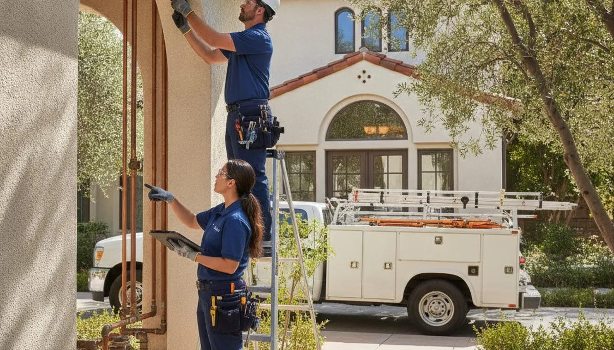 Stockton, CA plumber repairing a residential pipe leak with professional plumbing tools
